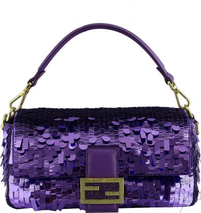 Baguette Purple Sequined Bag