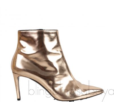 Balenciaga Metallic Gold Pointed Toe Ankle Boots 