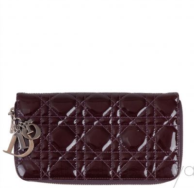 Dior Plum Cannage Patent Continental Wallet