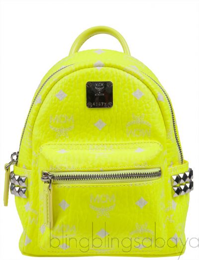 Neon Green Printed Mini Backpack