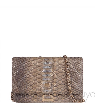 WOC Gold Silver Quilted Python Bag