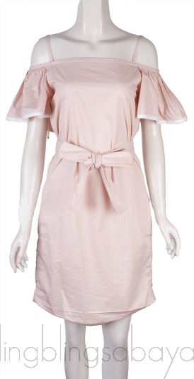 Bliss Pink Off-shoulder Belted Mini Dress