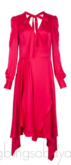 Pink Tie Fastening Asymmetric Dress