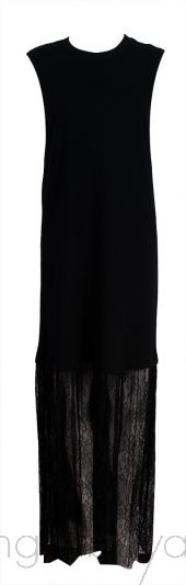 Black Sleeveless Lace Trim Dress