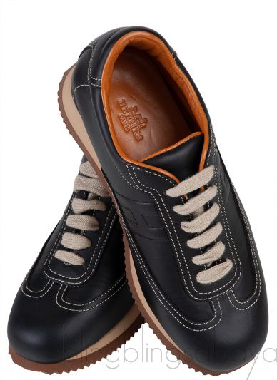 Vintage H Black Leather Sneakers 