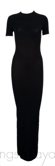 Black Plain Short Sleeve Dress