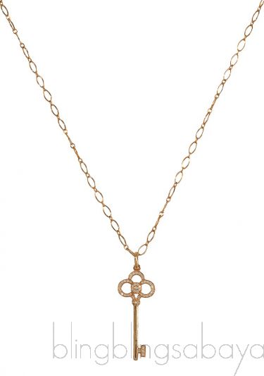 Crown Mini Key Gold & Diamond Necklace 