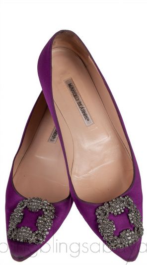 Blahnik Purple Satin Hangisi Flat Shoes