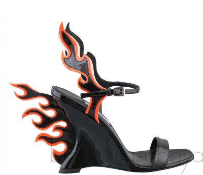 Flame Patent Leather Wedge Sandals