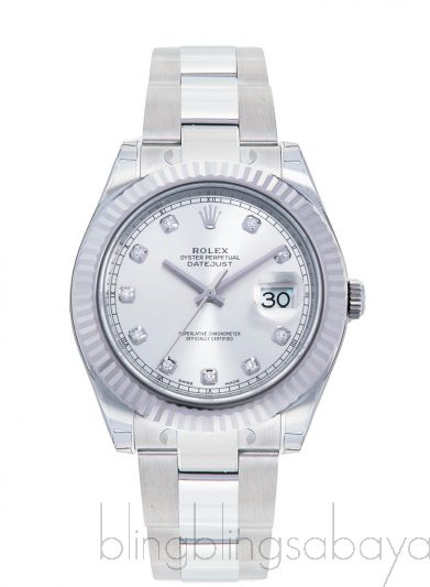 Datejust 41 Silver Diamond Dial Automatic Watch 