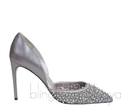 Grey Pearl & Crystal Heels  
