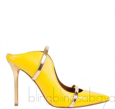 Maureen 100 Yellow Leather-trimmed Heels