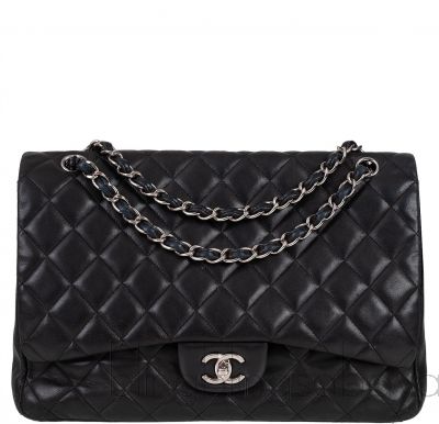 Black Quilted Classic Maxi Flap Bag