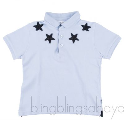 Light Blue Star Patch Polo Shirt    