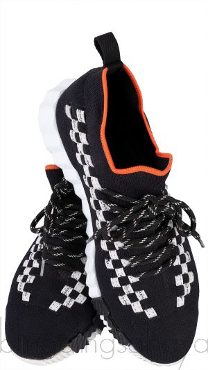 Black with Orange Flex Sneakers