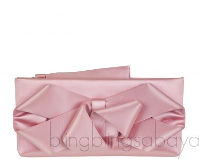Pink Silk Bow Evening Clutch Bag