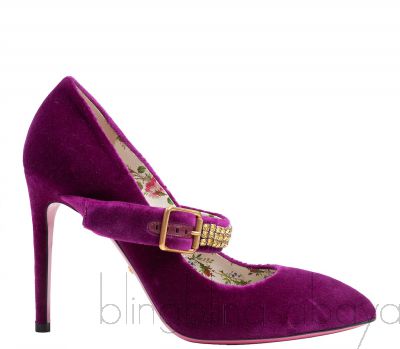 Purple Sylvie Velvet Crystal Embellished Heels