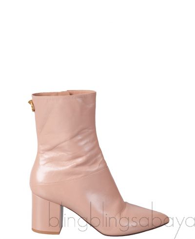 Nude Pointed Toe Leather Boots 