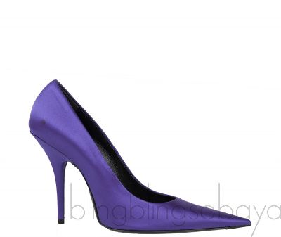 Purple Satin Pointed Toe Heels