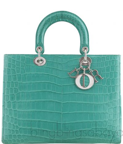 Lady Dior Green Crocodile Handbag