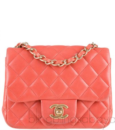 Coral Quilted Mini Flap Bag
