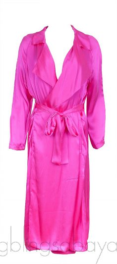 Neon Pink Belted Wrap Dress