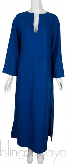 Blue Linen Kaftan Dress