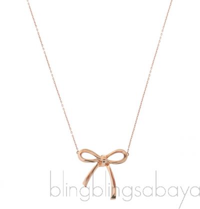 Yellow Gold Bow Pendant Necklace