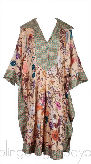 Beige Floral Print Tunic Dress
