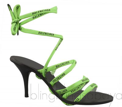 Green Logo Lace Up Heels