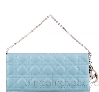 Light Blue Quilted Cannage Clutch