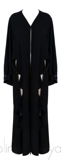 Black Beaded Cut-out Abaya