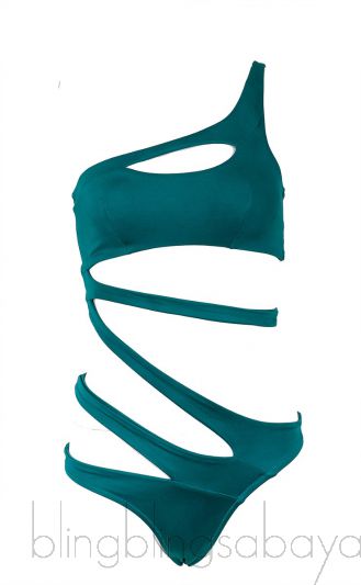 Emerald Green Lexxi Asymmetric  Swimsuit 