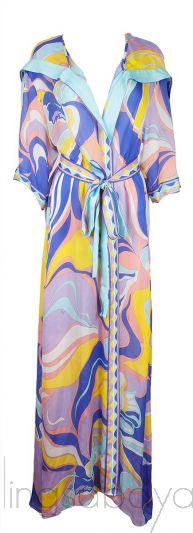 Hoodie Multicolor Print Cover-up