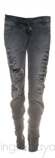 Grey Denim Ripped Jeans 