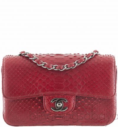 Red Python Mini Single Flap Bag