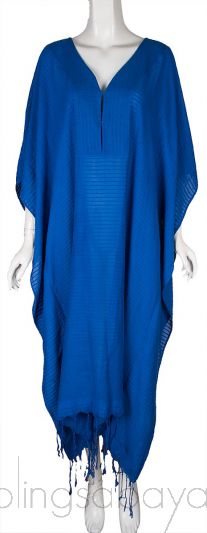 Blue Plain Kaftan Dress