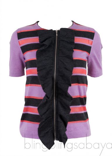 Purple Stripe Cashmere Blend Cardigan