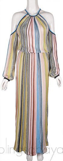 Striped Cold Shoulder Maxi Dress
