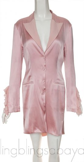 Powder Pink Silk Satin Short Robe