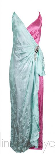  Bi-color Crystal Embellished Wrap Dress