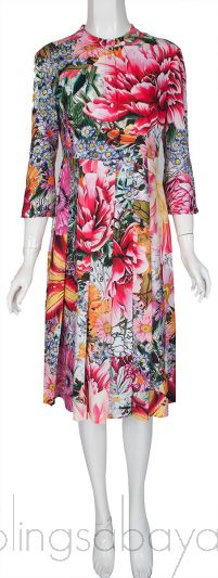 Printed Floral Pleated Midi Dress
