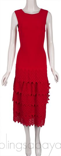 Red Layered Knit Sleeveless Dress 