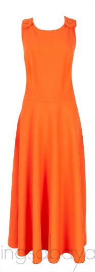 Orange Wool Blend Midi Dress