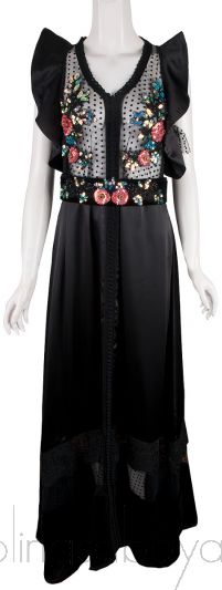 Sequin Embellished Black Maxi Dress