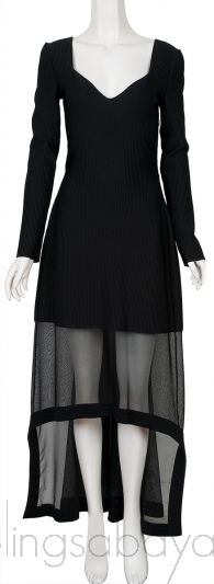 Layered Ribbed Knit & Silk Blend Tulle Dress   