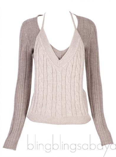 Grey 'La Double Maille' V-Neck Sweater