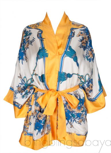 Printed Silk Kimono Top