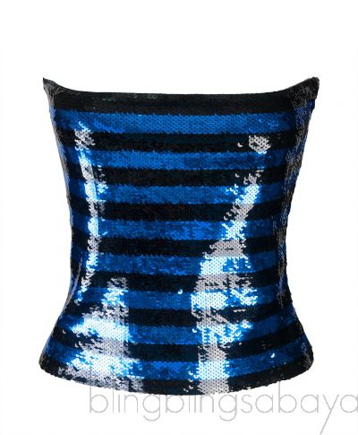 Striped Sequined Tube Top