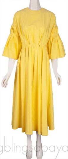 Yellow Iosefina Cotton Poplin Midi Dress 